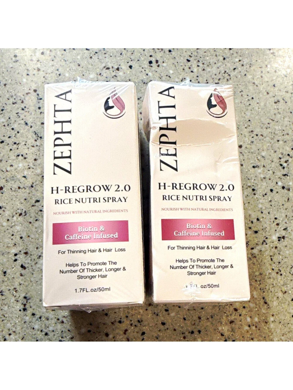 ZEPHTA H-REGROW 2.0 Hair Growth Spray Biotin Caffeine 1.7 fl oz (2pk)